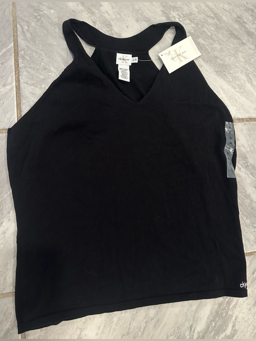 NWT Calvin Klein Womens Black 100% Cotton Tank Size XL